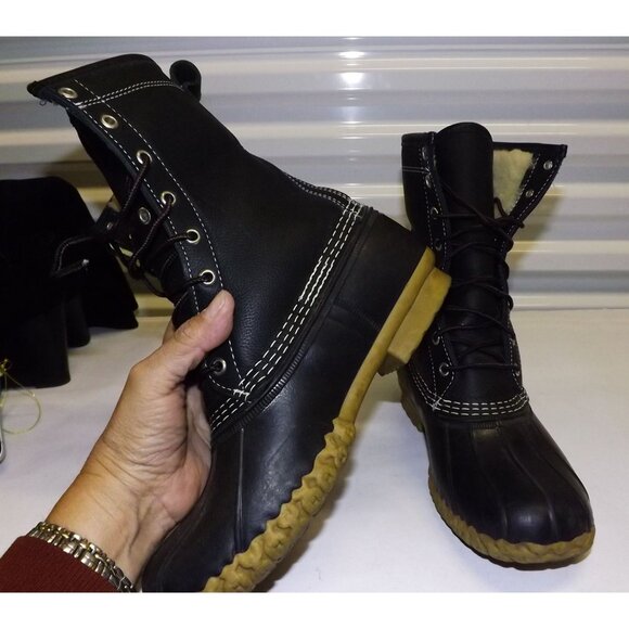 LL Bean Womens Duck Boots Size 8 Waterproof Rubber Shearling Lined Bean Boots - Picture 12 of 16
